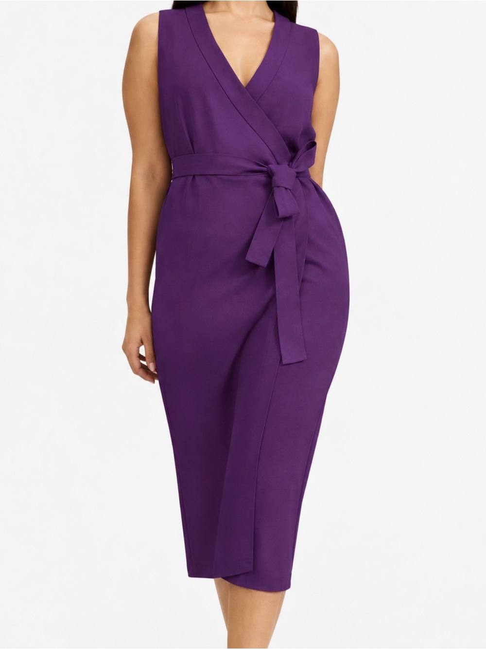 Everlane Sleeveless Wrap Midi Dress in Fuchsia Purple